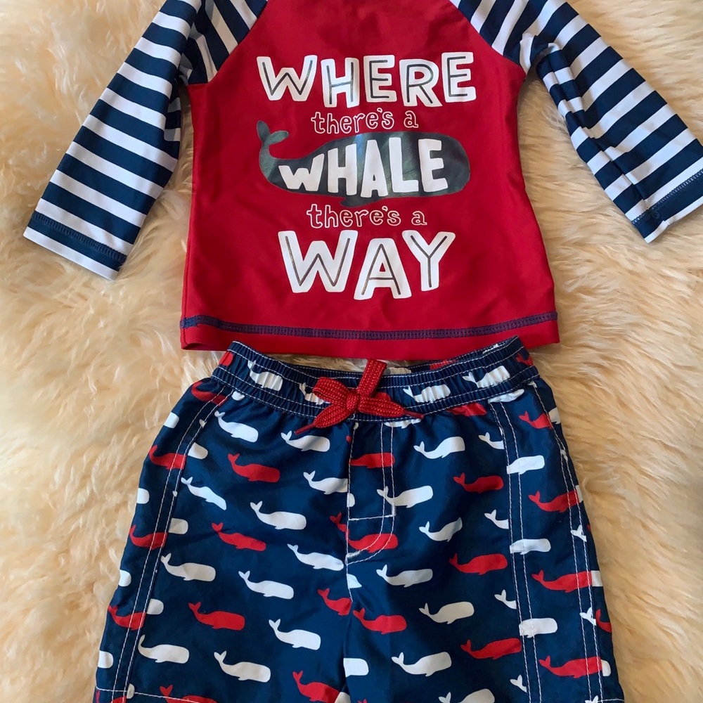 Hatley kids rash guard and swim trunks set